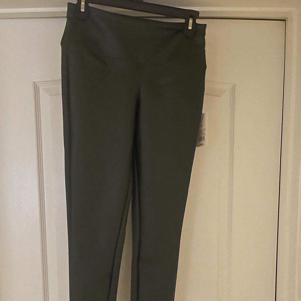 Green pleather pants